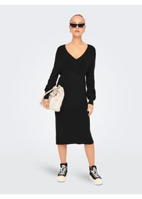 Only Damen Strickkleid "ONLKATIA LS V-NECK DRESS NCA KNT", schwarz, modisch, Gr. S, unifarben, Strick, Feinstrick, Obermaterial: 50% Viskose, 27%