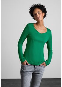 Street One Damen Langarmshirt, grün, casual, Gr. 36, unifarben, Web, Stoff, 50% Baumwolle, 50% Modal, Shirts, in Unifarbe