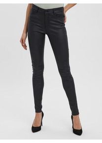 Véro Moda VERO MODA Damen Stretch-Hose "VMSEVEN COATED", schwarz, modisch, Gr. XS, unifarben, leicht glänzend, Web, Obermaterial: 77% Viskose, 20% Nylon, 3%