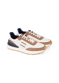 Tommy Jeans Herren Keilsneaker "TJM TECHNICAL RUNNER ESS", Gr. 46, beige, Textil, Veloursleder, unifarben mit Farbeinsätzen, sportlich, Schuhe,