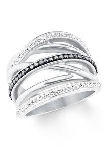 s.Oliver Damen Fingerring "2022652, 2022653, 2022654, 2022655", 60, Edelstahl, 18mm, silber, Edelstahl, Fingerringe, mit Kristallstein