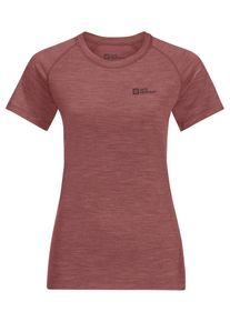 Jack Wolfskin Damen Funktionsshirt "KAMMWEG S/S W", rot, Gr. XS, OBERSTOFF 50% WOLLE (MERINO), 50% POLYESTER, Shirts