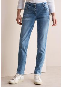Cecil Damen Regular-fit-Jeans "Style Scarlett", blau, casual, Gr. 25, unifarben, Denim/Jeans, Obermaterial: 77% Baumwolle, 20% Polyester, 3%