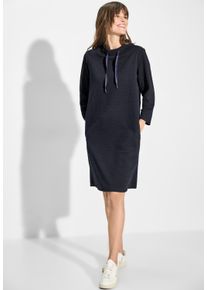 Cecil Damen Jerseykleid, blau, casual, Gr. S, Strukturmuster, Stoff, Sweatware, 68% Polyester, 28% Viskose, 4% Elasthan, Kleider, mit Stehkragen
