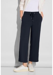Street One Damen Culotte, blau, casual, Gr. 34, unifarben, Stoff, 100% Viskose, Hosen, Elastikbund mit Tunnelzug