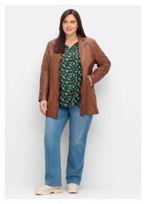 sheego Damen Lederjacke "Große Größen", braun, feminin, Gr. 48, unifarben, Obermaterial: 100% Leder;Futter: 100% Polyester, Jacken, aus Lammnappa,