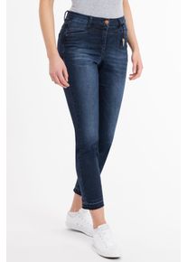 Recover Pants Damen Slim-fit-Jeans "Wiebke", blau, casual, Gr. 52, unifarben, 97% Baumwolle;3% Elasthan, Jeans, mit Stickerei auf den Gesäßtaschen