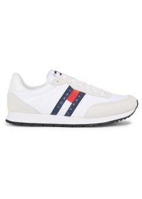 Tommy Jeans Herren Sneaker "TJM RUNNER CASUAL ESS", Gr. 43, weiß, Textil, Veloursleder, Lederimitat, sportlich, Schuhe, Freizeitschuh, Halbschuh,