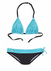 Buffalo Kinder Triangel-Bikini, blau, Gr. 128, Polyamid, Bikini-Sets, mit Mustermix aus Karo und Punkten