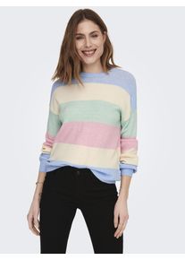 Only Damen Strickpullover "ONLATIA L/S STRIPE PULLOVER KNT NOOS", blau, modisch, Gr. S, gestreift, Strick, Obermaterial: 50% Viskose, 27% Nylon, 23%