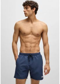 BOSS Herren Badeshorts "Starfish", blau, sportlich, Gr. S, unifarben mit Farbeinsatz, kontrastfarbene Details, Microfaser, Polyester, Badehosen, mit