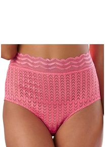 s.Oliver Damen High-Waist-Slip, Gr. 40, pink, Microfaser, Obermaterial: 90% Polyamid, 10% Elasthan, Unterhosen, aus graphischer Spitze in