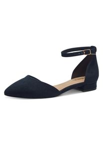 Tamaris Damen Riemchenballerina, Gr. 38, blau, Textil, unifarben, Veloursleder, klassisch, Schuhe, Blockabsatz, Sandalette, Abendschuh mit