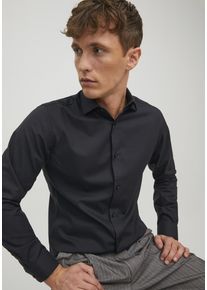 Jack & Jones JACK & JONES Herren Langarmhemd "JPRBLAPARKER SHIRT L/S", schwarz, modisch, Gr. L, unifarben, Web, Obermaterial: 100% Baumwolle, Hemden, mit