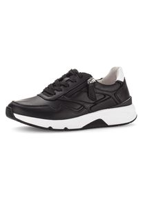 Damen Keilsneaker, Gabor Rollingsoft, Gr. 35, schwarz-weiß, Kalbsleder, casual, Schuhe, Freizeitschuh, Halbschuh, Schnürschuh mit Schaftrandpolsterung