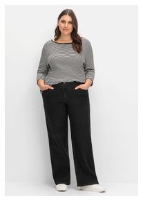sheego Damen Weite Jeans "Große Größen", schwarz, casual, Gr. 50, unifarben, Obermaterial: 99% Baumwolle, 1% Elasthan, Jeans, ELLA für kräftige
