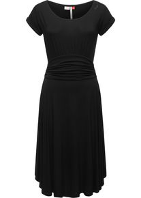 Ragwear Damen Sommerkleid "Yvone Solid", schwarz, Gr. S, Material: 95% Viskose, 5% Elasthan, Kleider, leichtes Jersey-Kleid mit Taillengürtel