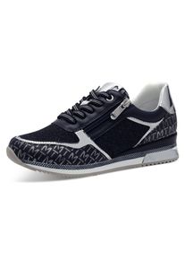 Marco Tozzi Damen Keilsneaker, Gr. 41, blau, Textil, Lederimitat, sportlich, Schuhe, Freizeitschuh, Halbschuh, Schnürschuh mit Logoprint