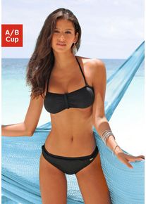 Buffalo Damen Bandeau-Bikini-Top "Happy", schwarz, Gr. 32, unifarben, Microfaser, Polyamid, Tactel, Bikini-Oberteile, mit geflochtenem Detail