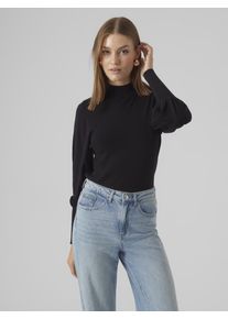 Véro Moda VERO MODA Damen Strickpullover "VMHOLLYKARISPUFF LS HIGHNK PULLOV GA BOO", schwarz, modisch, Gr. M, unifarben, Strick, Obermaterial: 50% Viskose, 28%