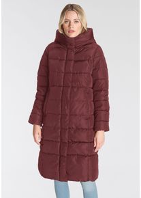 Only Damen Steppmantel "ONLTINA PUFFER X LONG COAT OTW", rot, casual, Gr. M, unifarben, leicht glänzend, Web, Steppware, Obermaterial: 100%
