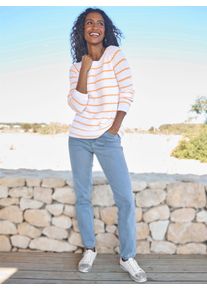Heine Damen Rundhalspullover "Pullover", orange, Gr. 50, gemustert, mehrfarbig, gestreift, 45% Polyacryl, 35% Polyamid, 20% Polyester, Pullover