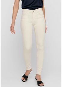 Only Damen Skinny-fit-Jeans "ONLBLUSH LIFE MID SK AK RW DOT019", beige, modisch, Gr. XS, unifarben, Denim/Jeans, Obermaterial: 92% Baumwolle, 6%