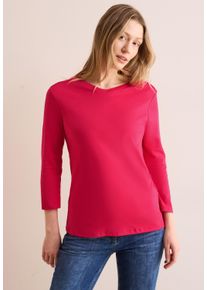 Cecil Damen Langarmshirt, rot, casual, Gr. L, unifarben, Web, 100% Baumwolle, Shirts, aus reiner Baumwolle