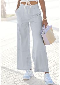 Buffalo Damen Cargohose, blau, modisch, Gr. 36, unifarben, Web, Obermaterial: 100% Lyocell, Hosen, aus Lyocell in weiter Form, lässige Stoffhose mit
