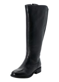 sheego Damen Weitschaftstiefel "Große Größen", Gr. 41, schwarz, Obermaterial: 100% Leder, klassisch, Schuhe, aus Leder, mit Stretcheinsatz