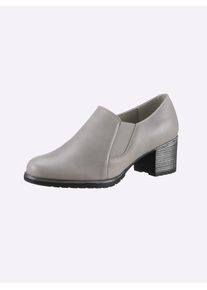Heine Damen Hochfrontpumps, Gr. 42, grau, Leder, Rindsleder, Veloursleder, modisch, Schuhe