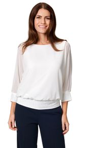 Damen Shirtbluse "HERMANN LANGE Collection Blusenshirt Flora", weiß, Gr. 44, HERMANN LANGE Collection, 100% Polyester, Blusen