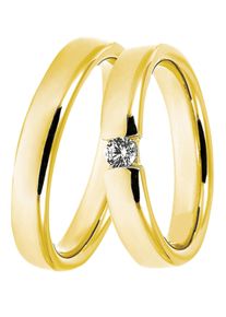 DOOSTI Trauring "Schmuck Geschenk Silber 925 Trauring Ehering Partnerring LIEBE", 56,mit Zirkonia, Silber 925 (Sterlingsilber), 4mm, gold, Silber 925