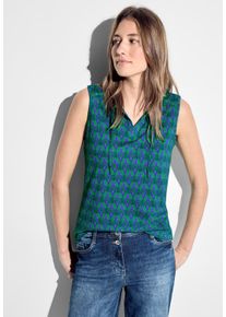 Cecil Damen Tanktop, grün, casual, Gr. XXL, bedruckt, Web, 50% Modal, 50% Baumwolle, Tops, mit geschlitztem Rundhalsausschnitt mit Bändchen