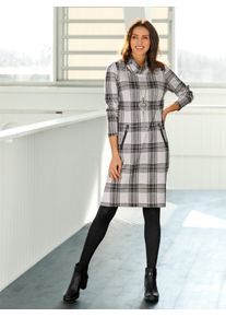 Inspirationen Damen Jerseykleid "Jersey-Kleid", beige, Gr. 44, gemustert, kariert, mehrfarbig, Strick, 80% Viskose, 15% Polyester, 5% Elasthan,