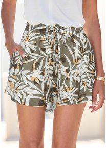 Vivance Damen Shorts, grün, casual, Gr. 36, bedruckt, Jersey, Obermaterial: 100% Viskose, Hosen, mit Alloverdruck aus Viskosejersey, kurze Hose mit
