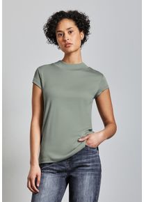 Street One Damen T-Shirtdusty milky grün, casual, Gr. 46, unifarben, Web, Stoff, 50% Baumwolle, 50% Modal, Shirts, mit Turtleneck