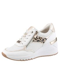 Marco Tozzi Damen Keilsneaker, Gr. 41, weiß, Lederimitat, animal-print, kontrastfarbene Details, sportlich, Schuhe, Freizeitschuh, Halbschuh