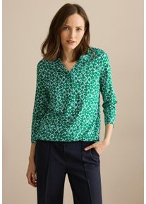Cecil Damen 3/4-Arm-Shirt, blau, casual, Gr. M, bedruckt, Web, Stoff, 50% Modal, 50% Baumwolle, Shirts, mit 3/4 Ärmeln