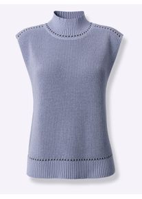 Inspirationen Damen Pullunder "Pullunder", blau, Gr. 44, unifarben, 50% Baumwolle, 50% Polyacryl, Pullover