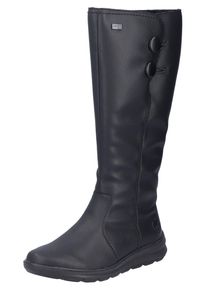 Rieker Damen Winterstiefel, Gr. 36, schwarz, Lederimitat, unifarben, klassisch, Schuhe, Langschaftstiefel, Keilabsatz, mit Warmfutter und