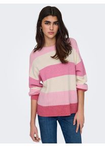 Only Damen Strickpullover "ONLATIA L/S STRIPE PULLOVER KNT NOOS", pink, modisch, Gr. XL, gestreift, Strick, Obermaterial: 50% Viskose, 27% Nylon, 23%