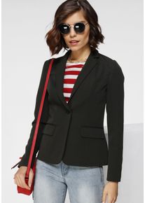 Tamaris Damen Kurzblazer, schwarz, feminin, Gr. 38, unifarben, Web, Obermaterial: 93% Polyester, 7% Elasthan. Futter: 100% Polyester, Blazer, in
