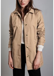Street One Damen Trenchcoat, beige, casual, Gr. 46, unifarben, Web, Obermaterial: 69% Baumwolle, 31% Polyester, Mäntel, mit Gürtel zum Taillieren