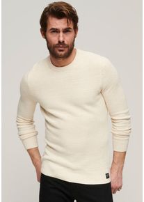 Superdry Herren Strickpullover "TEXTURED CREW KNIT JUMPER", beige, casual, Gr. XXXL, unifarben, Strick, Obermaterial: 100% Baumwolle, Pullover, mit