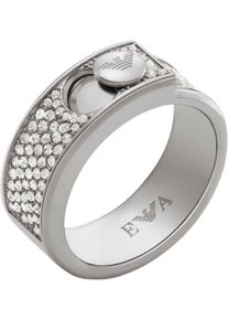 Emporio Armani Damen Fingerring "COUPLES EGS3091040, EGS3092221", 17, Edelstahl, 7,5mm, silber, Edelstahl, Fingerringe, mit Glasstein