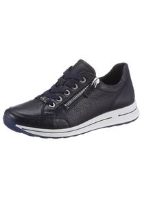 Ara Damen Sneaker "OSAKA", Gr. 4,5, blau, Glattleder, unifarben, sportlich, Schuhe, mit Reißverschluss, H-Weite, Freizeitschuh, Halbschuh, Schnürschuh