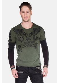 Cipo & Baxx CIPO & BAXX Herren Sweatshirt "Sweatshirts", grün, casual, Gr. S, bedruckt, 95% Baumwolle;5% Elasthan, Sweatshirts, mit Motiv-Print, CL-265