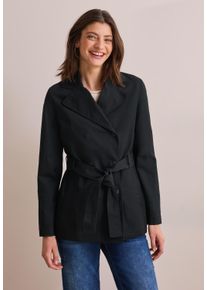 Cecil Damen Trenchcoat, schwarz, casual, Gr. M, unifarben, Web, Obermaterial: 100% Baumwolle; Futter: 100% Polyester, Mäntel, mit Bindegürtel