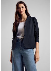 Street One Damen Sweatblazer, blau, casual, Gr. 34, unifarben, Jersey, 93% Baumwolle, 7% Elasthan, Blazer, aus Baumwolle mit Stretchanteil